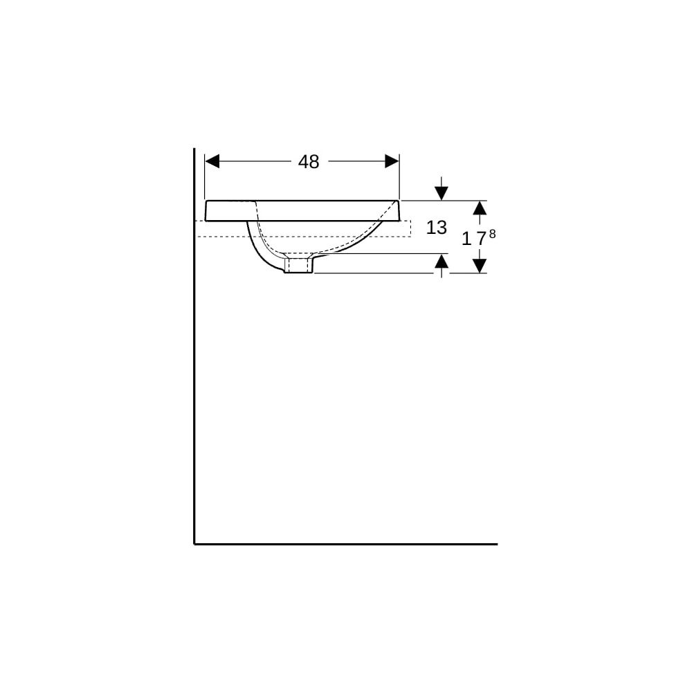 Geberit VariForm Einbauwaschtisch, oval mit Hahnlochbank, Breite 60cm, Tiefe 48cm, m... GEBERIT-500725002 4025416302346 (Abb. 9)