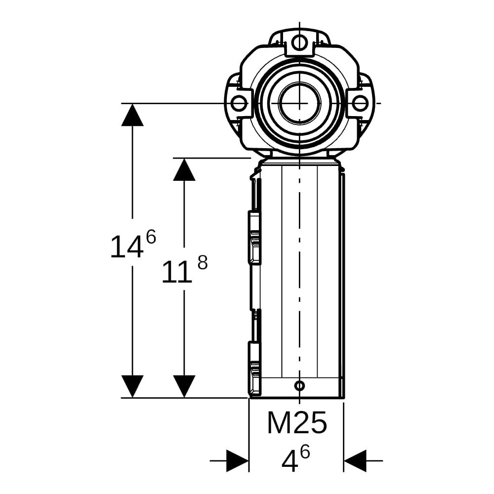 Geberit PushFit Anschlussdose 90 Grad für Schnellkupplung, M 25mm, Rp 1/2″, Rotguss ... GEBERIT-650487003 4025410947895 (Abb. 9)