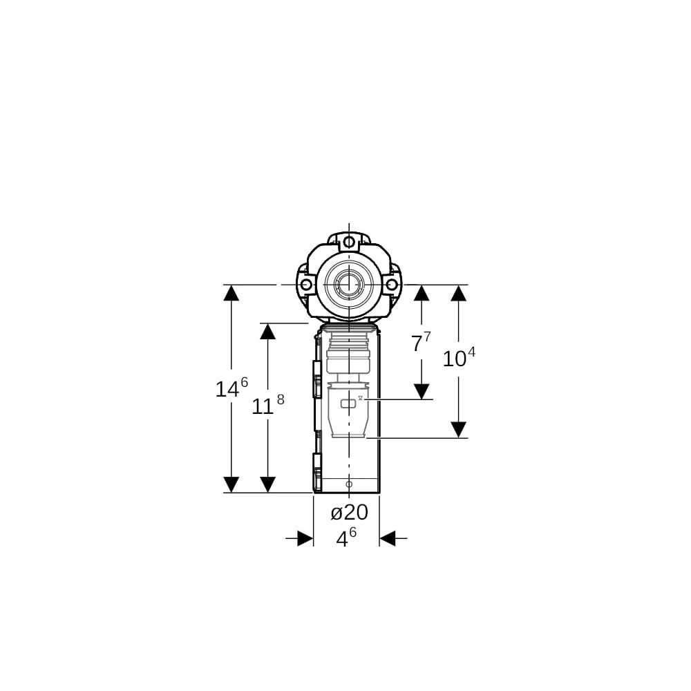 Geberit PushFit Anschlussdose 90 Grad mit Schnellkupplung, CW617N, d 20mm, Rp 1/2", ... GEBERIT-651481003 4025410947901 (Abb. 7)