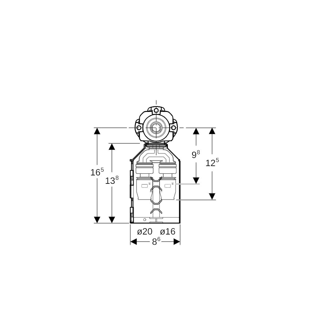Geberit PushFit Doppelanschlussdose 90 Grad mit Schnellkupplung Außendurchmesser 20m... GEBERIT-652485003 4025410948038 (Abb. 7)