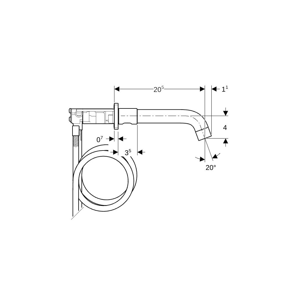 Geberit ONE Waschtischarmatur rundes Design, Wandmontage Länge 20,5cm Zweigriffmisch... GEBERIT-116464211 4025410907219 (Abb. 7)