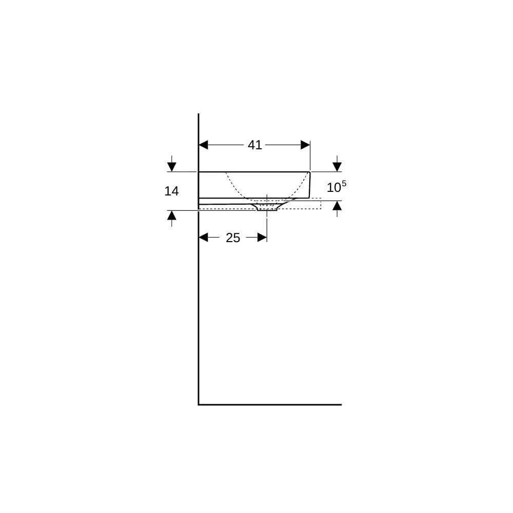 Geberit ONE Aufsatzwaschtisch rechteckig, Abgang vertikal, B 50cm, Tiefe 40cm, ohne ... GEBERIT-505031016 4025410953766 (Abb. 9)