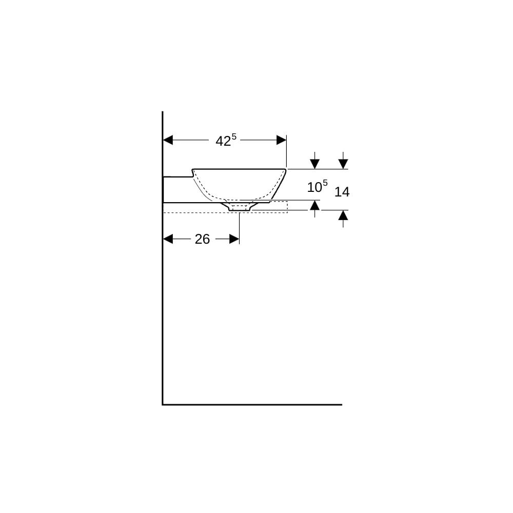 Geberit ONE Aufsatzwaschtisch Schalenform, Abgang vertikal, B 50cm T 42,5cm Hahnloch... GEBERIT-505041016 4025410953780 (Abb. 9)