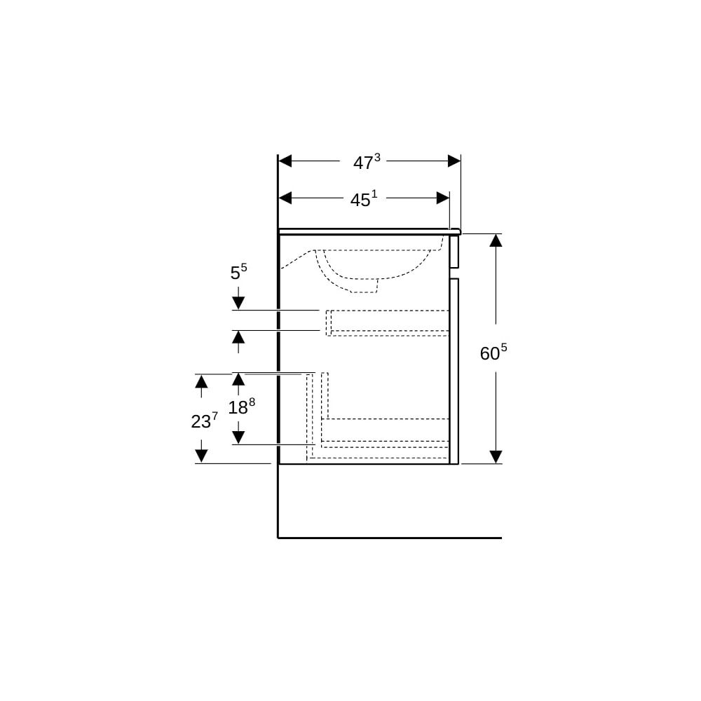 Geberit Renova Plan Unterschrank für Möbelwaschtisch, 1 Schublade, 1 Innenschublade,... GEBERIT-501936JK1 4025410525055 (Abb. 9)