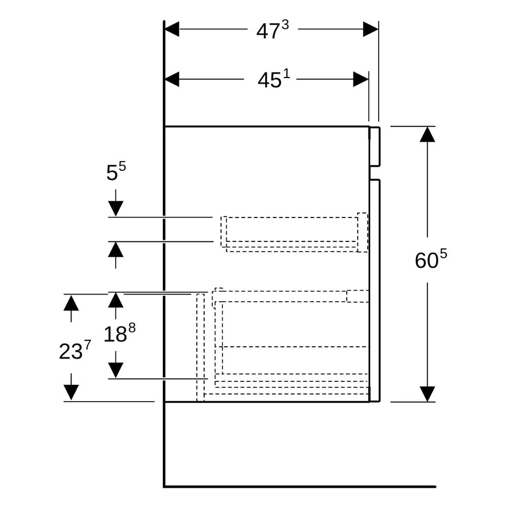 Geberit Renova Plan Unterschrank für Möbelwaschtisch, 1 Schublade/Innenschublade, 7... GEBERIT-501937011 4025410524874 (Abb. 11)