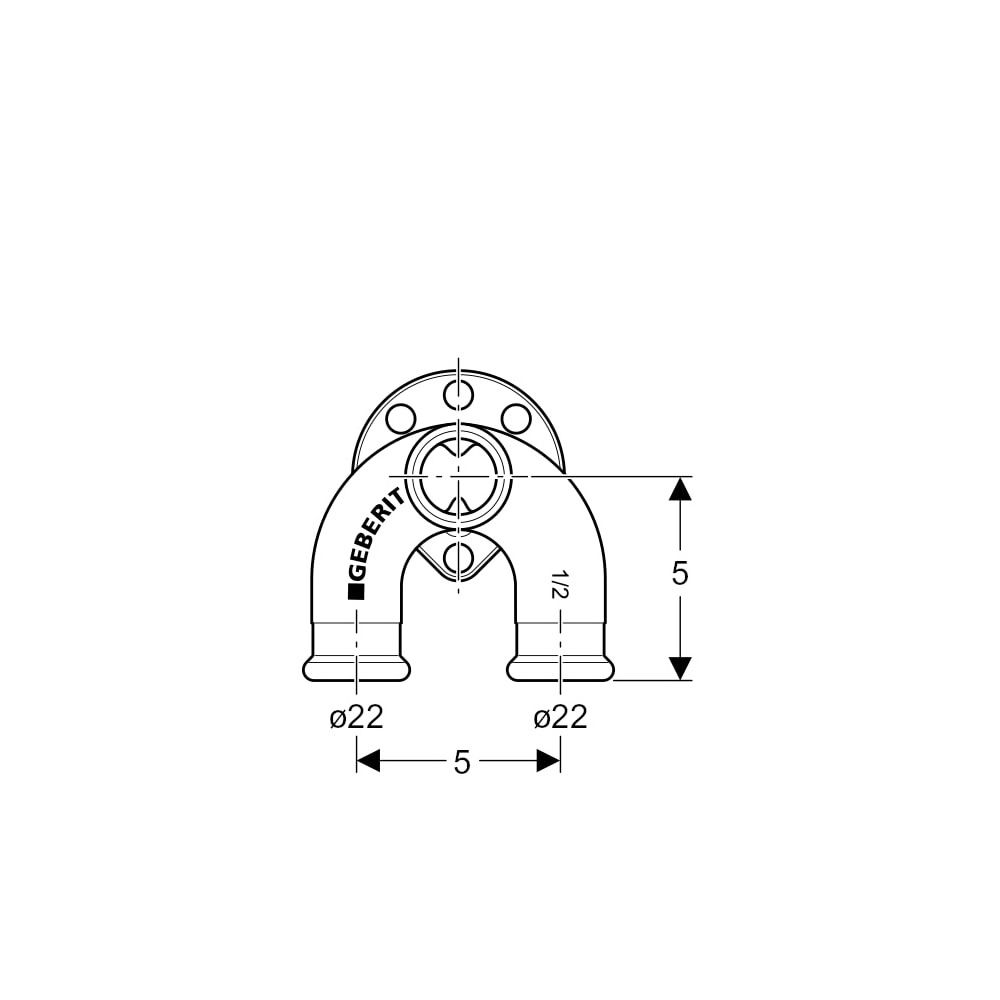 Geberit Mapress Kupfer Doppelanschlusswinkel 90 Grad, d 22mm, Rp 1/2″, d1 22mm, L1 5cm, ... GEBERIT-63464 4024723634645 (Abb. 7)