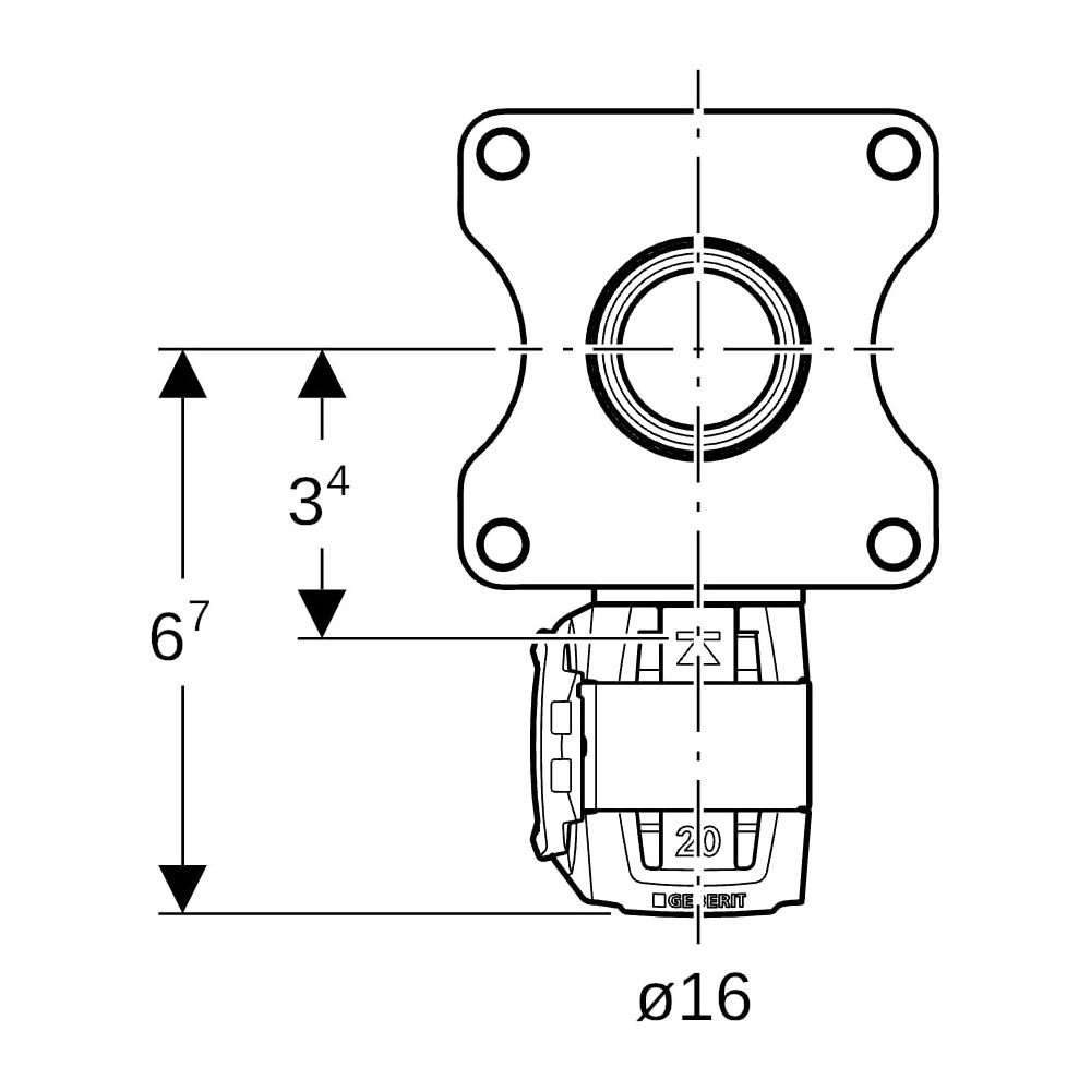 Geberit Bogenwanddurchführung FlowFit, 16mm x Rp 1/2", Rotguss, 620803001... GEBERIT-620803001 4025410705587 (Abb. 7)