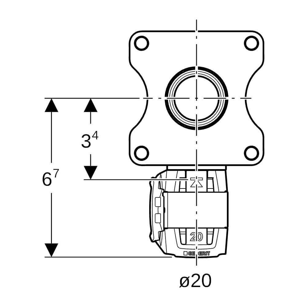 Geberit Bogenwanddurchführung FlowFit, DN 15, 20mm, Rp 1/2", Rotguss, 620804001... GEBERIT-620804001 4025410705839 (Abb. 7)