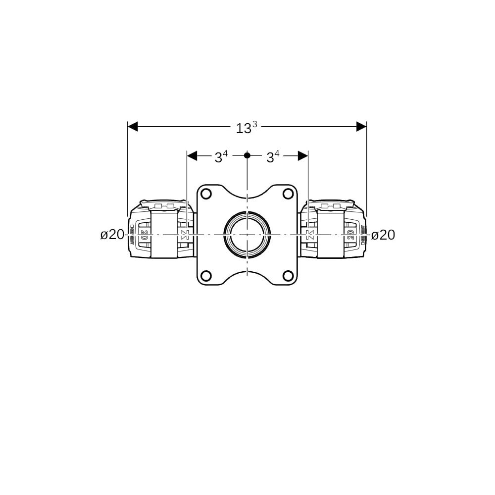Geberit FlowFit T-Wanddurchführung 90 Grad d 20mm, Rp 1/2″... GEBERIT-620813001 4025410705853 (Abb. 5)