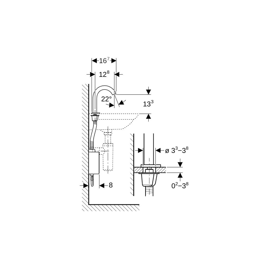 Geberit Piave Waschtischarmatur, Standmontage, Netzbetrieb, mit AP-Funktionsbox, ohn... GEBERIT-116161SN1 4025410064714 (Abb. 5)