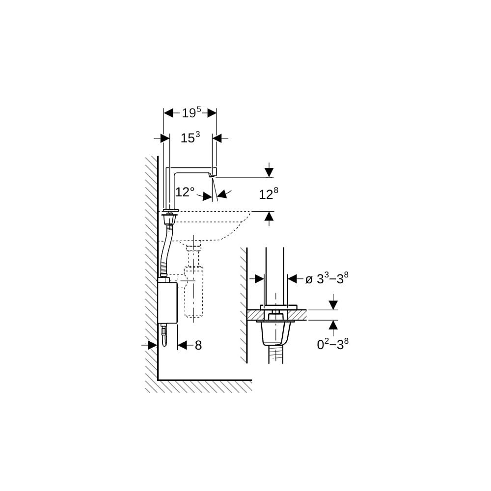 Geberit Brenta Waschtischarmatur, Standmontage, Generatorbetrieb, mit AP-Funktionsbo... GEBERIT-116176SN1 4025410064882 (Abb. 5)