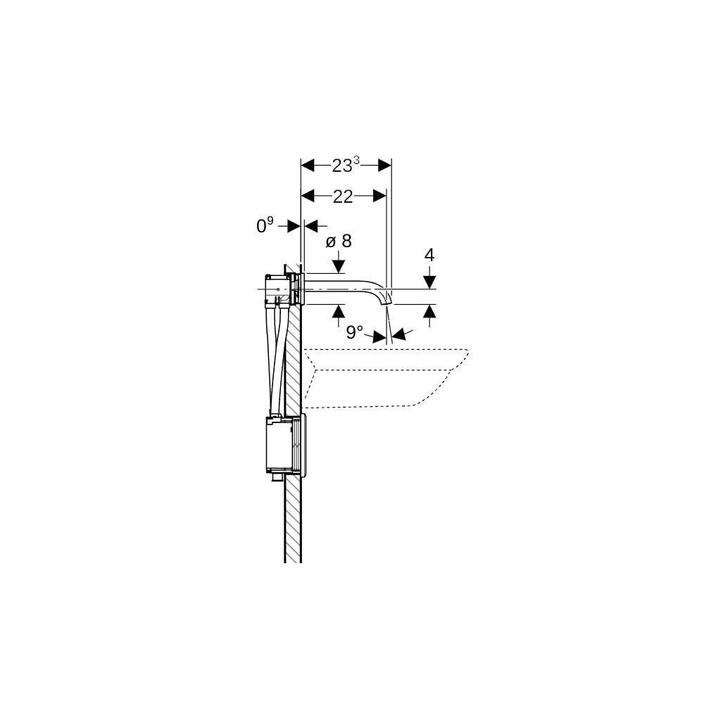 Geberit Piave Waschtischarmatur Wandmontage, Generatorbetrieb, ohne Mischer, Länge 2... GEBERIT-116285141 4025410064325 (Abb. 5)