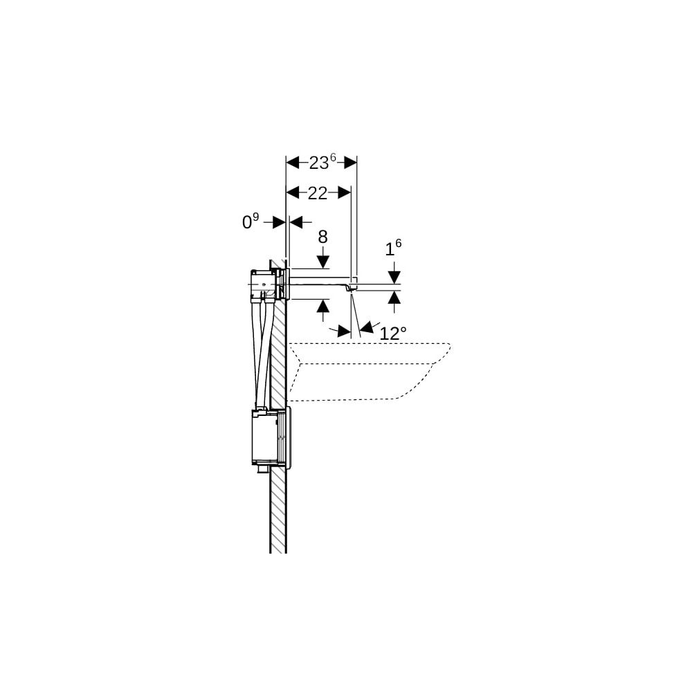 Geberit Brenta Waschtischarmatur Wandmontage, Batteriebetrieb, mit Mischer, Länge 22... GEBERIT-116294SN1 4025410065421 (Abb. 5)