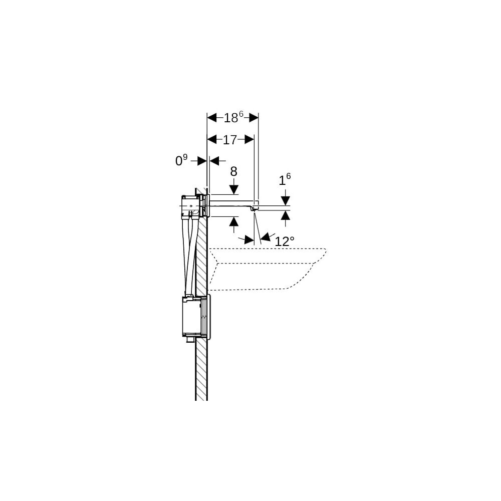 Geberit Brenta Waschtischarmatur Wandmontage, Generatorbetrieb, mit Mischer, Länge 1... GEBERIT-116276SN1 4025410065261 (Abb. 5)
