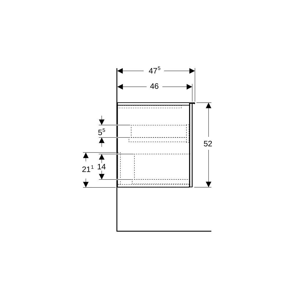 Geberit Acanto Seitenschrank 1 Schublade/Innenschublade H 52cm, Weiß lackiert matt/p... GEBERIT-503010013 4025410126733 (Abb. 6)