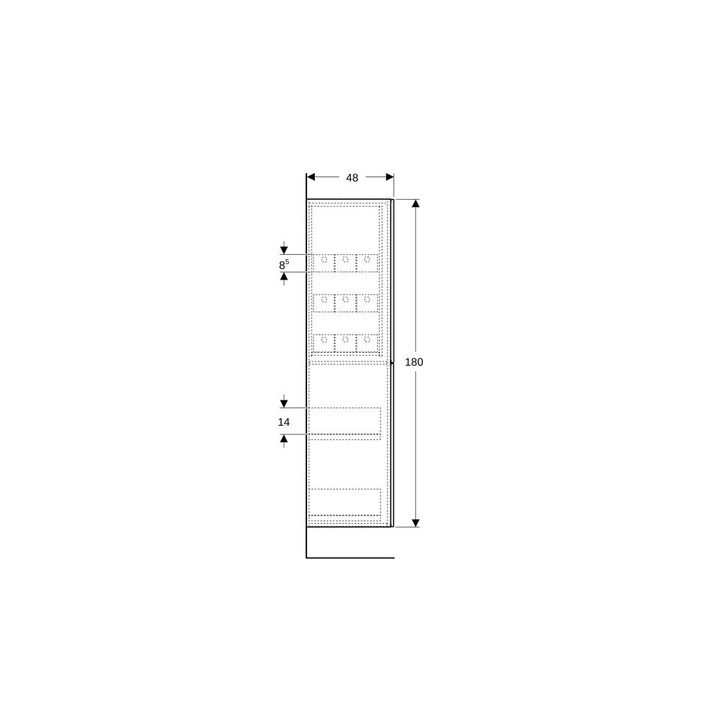 Geberit Hochschrank mit zwei Auszügen 24x180x48cm, Nussbaum... GEBERIT-503011JR1 4025410144539 (Abb. 6)