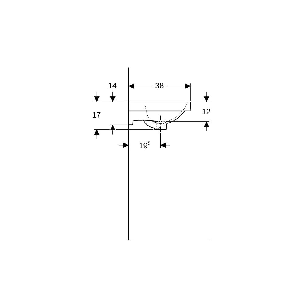 Geberit Acanto Handwaschbecken, 45x16,8x38,2cm, Hahnloch mittig, Überlauf sichtbar, ... GEBERIT-500636018 4022009352986 (Abb. 9)
