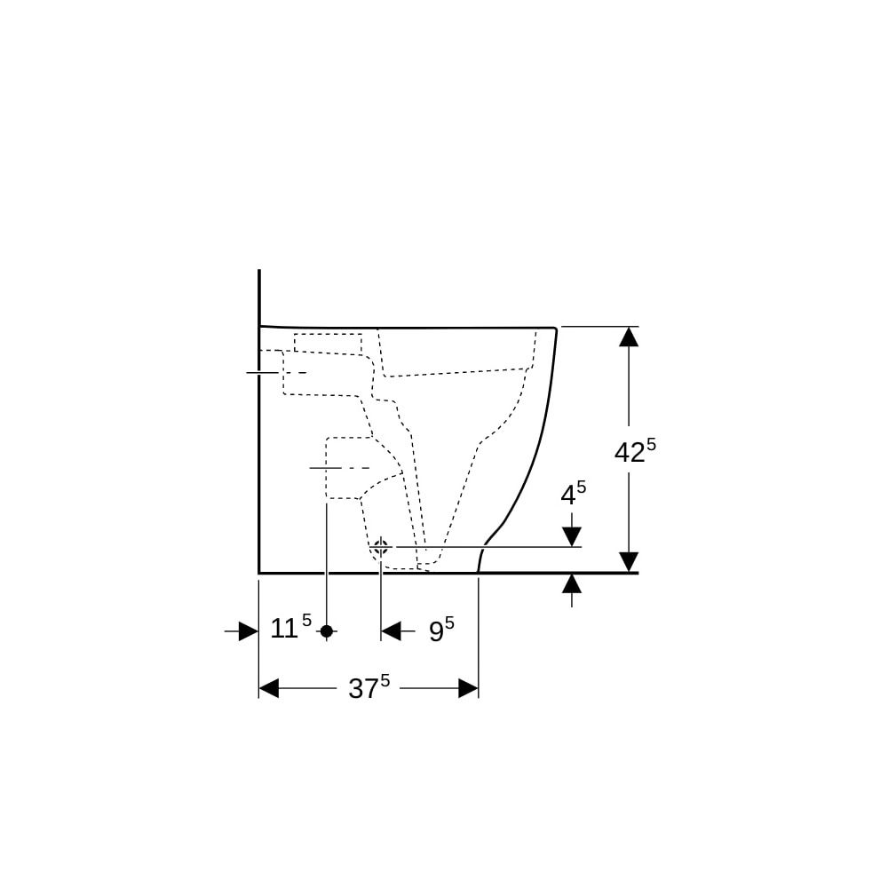 Geberit Acanto Stand-WC Tiefspüler, erhöht, wandbündig, geschlossene Form, Rimfree T... GEBERIT-500602012 4022009353228 (Abb. 9)