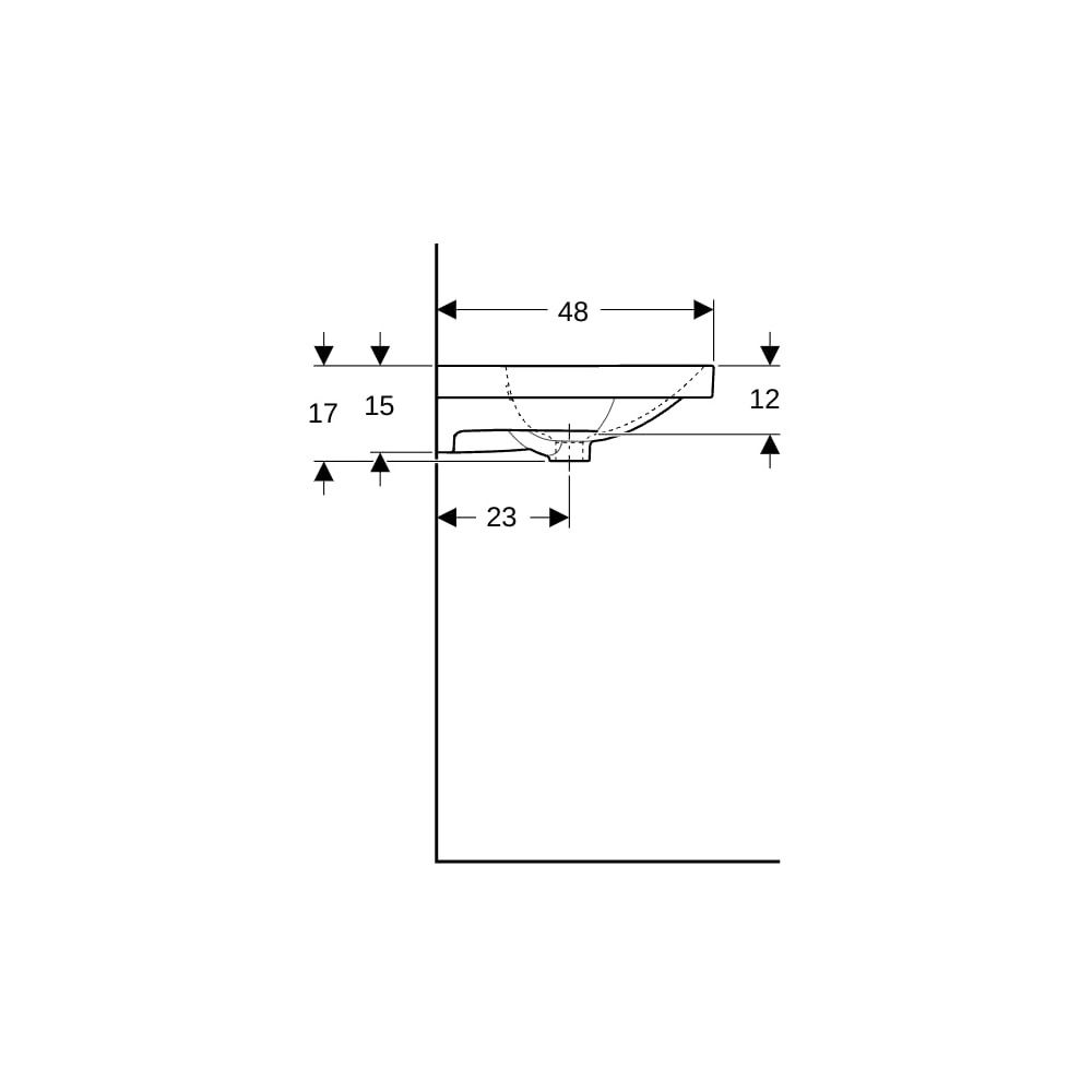 Geberit Acanto Doppelwaschtisch, Breite 120cm, Tiefe 48,2cm, ohne Hahnloch, Überlau... GEBERIT-500628012 4022009352900 (Abb. 10)