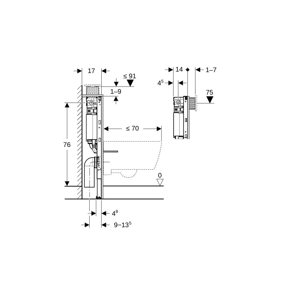Geberit Duofix Element für Wand-WC 82cm, für Metall-, Holzständerwände, mit Omega Un... GEBERIT-111003002 4064746023897 (Abb. 5)