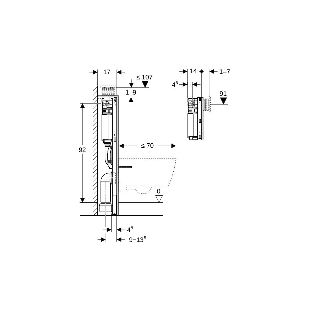 Geberit Duofix Element für Wand-WC 98cm, für Metall-, Holzständerwände, mit Omega Un... GEBERIT-111030002 4064746023880 (Abb. 5)