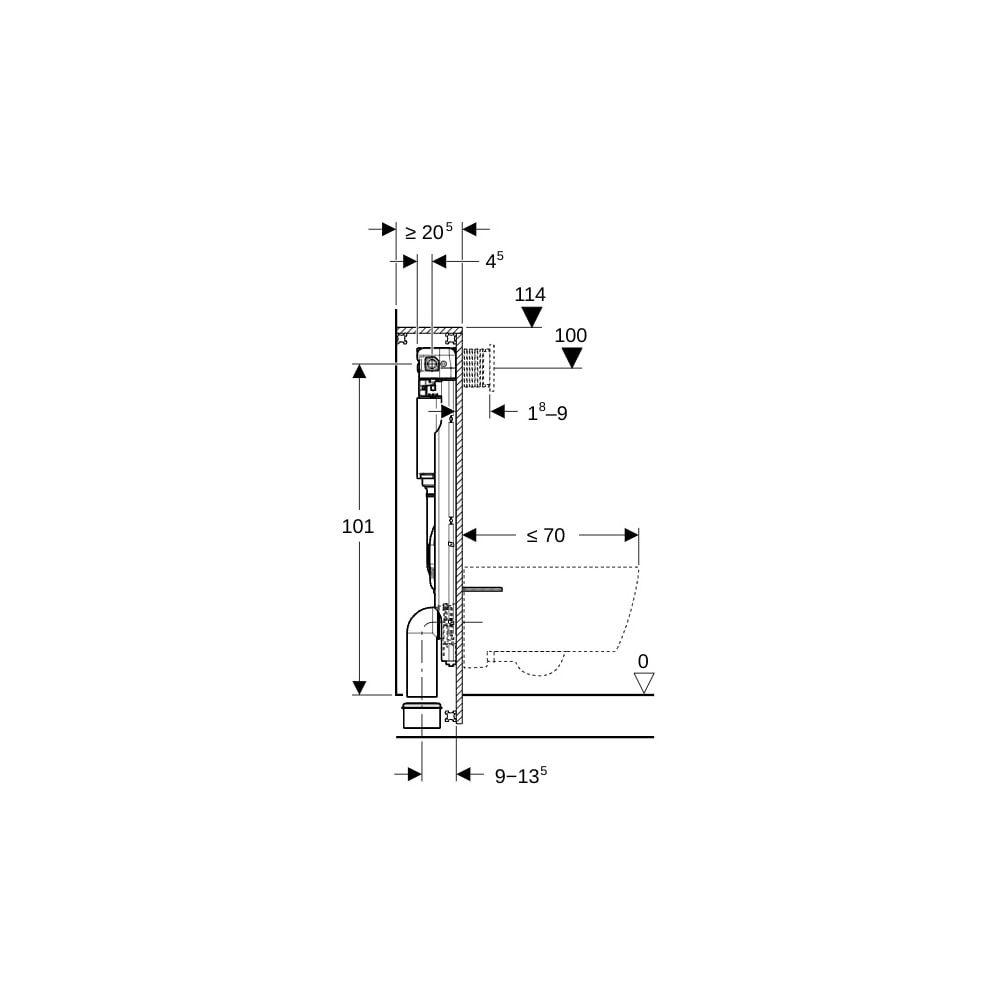 Geberit GIS Element für Wand-WC, 114cm, mit Omega UP-Spülkasten 12cm, 461160002... GEBERIT-461160002 4064746023842 (Abb. 5)