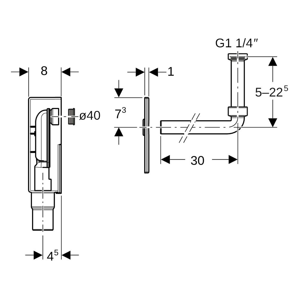 Geberit UP-Geruchsverschluss für Waschbecken, Wandeinbaukasten Fertigbauset Siebvent... GEBERIT-151122211 4025416586906 (Abb. 9)