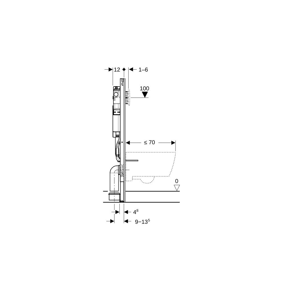 Geberit Duofix Element für Wand-WC, 120cm, mit Sigma UP-Spülkasten 12cm, mit HS30 Hy... GEBERIT-111057002 4064746029066 (Abb. 5)