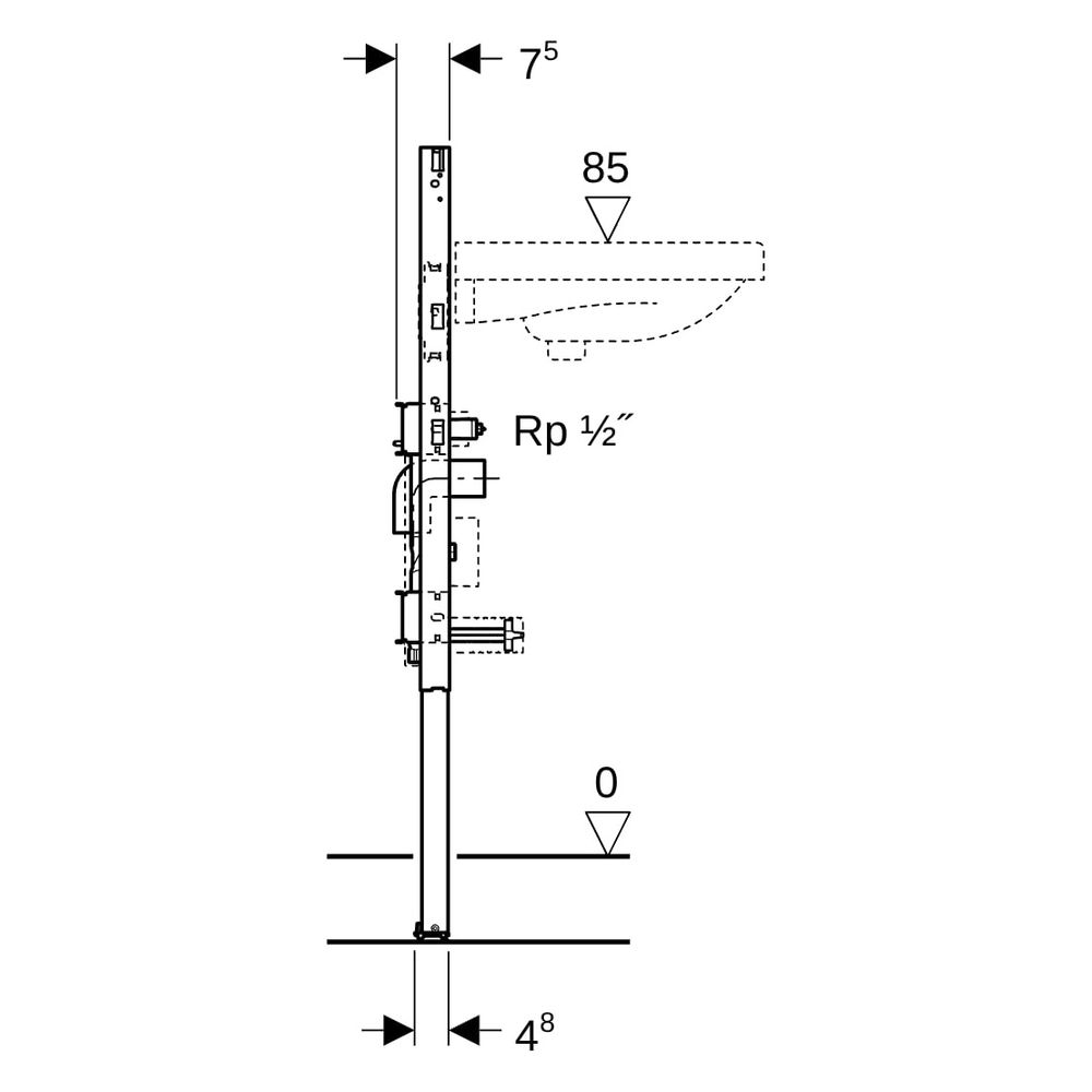 Geberit Duofix Element für Waschtisch, 82-98cm, Standarmatur mit 2 Wasserzählerstrec... GEBERIT-111028002 4064746029059 (Abb. 8)