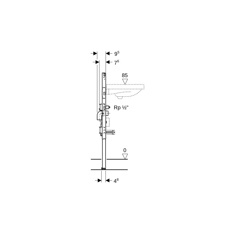 Geberit Duofix Element für Waschtisch, 82-98cm, Standarmatur mit Wasserzählerstrecke... GEBERIT-111078002 4064746029165 (Abb. 5)