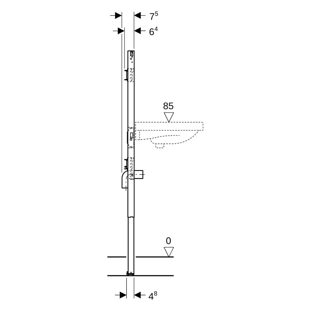 Geberit Duofix Element für Waschtisch 130cm für Metall-/Holzständerw., Wandarmatur A... GEBERIT-111477002 4064746030024 (Abb. 7)