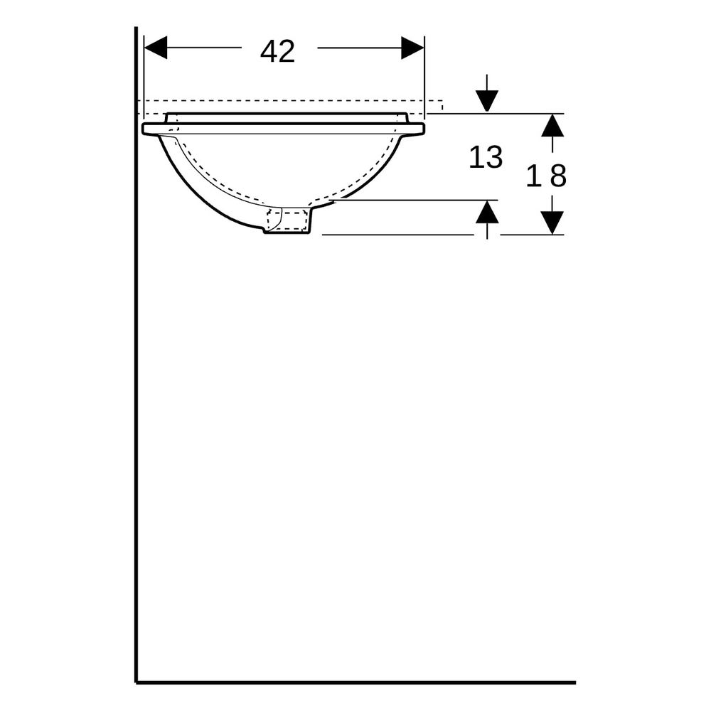 Geberit VariForm Unterbauwaschtisch, oval Außendurchmesser 49,5x42cm, ohne Hahnloch... GEBERIT-500749002 4025416302681 (Abb. 14)