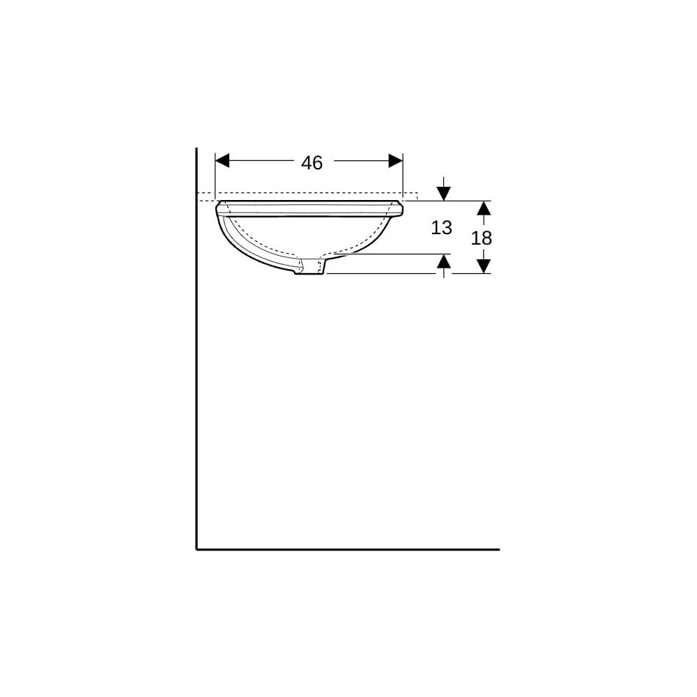 Geberit VariForm Unterbauwaschtisch, oval Breite 56cm, Tiefe 46cm, ohne Hahnloch, o... GEBERIT-500755002 4025416302773 (Abb. 10)