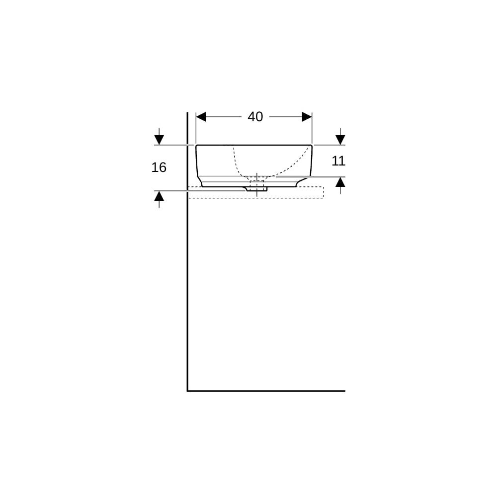 Geberit VariForm Aufsatzwaschtisch, elliptisch, Hahnlochbank, B 50cm T 40cm Hahnloch... GEBERIT-500776002 4025416303084 (Abb. 9)
