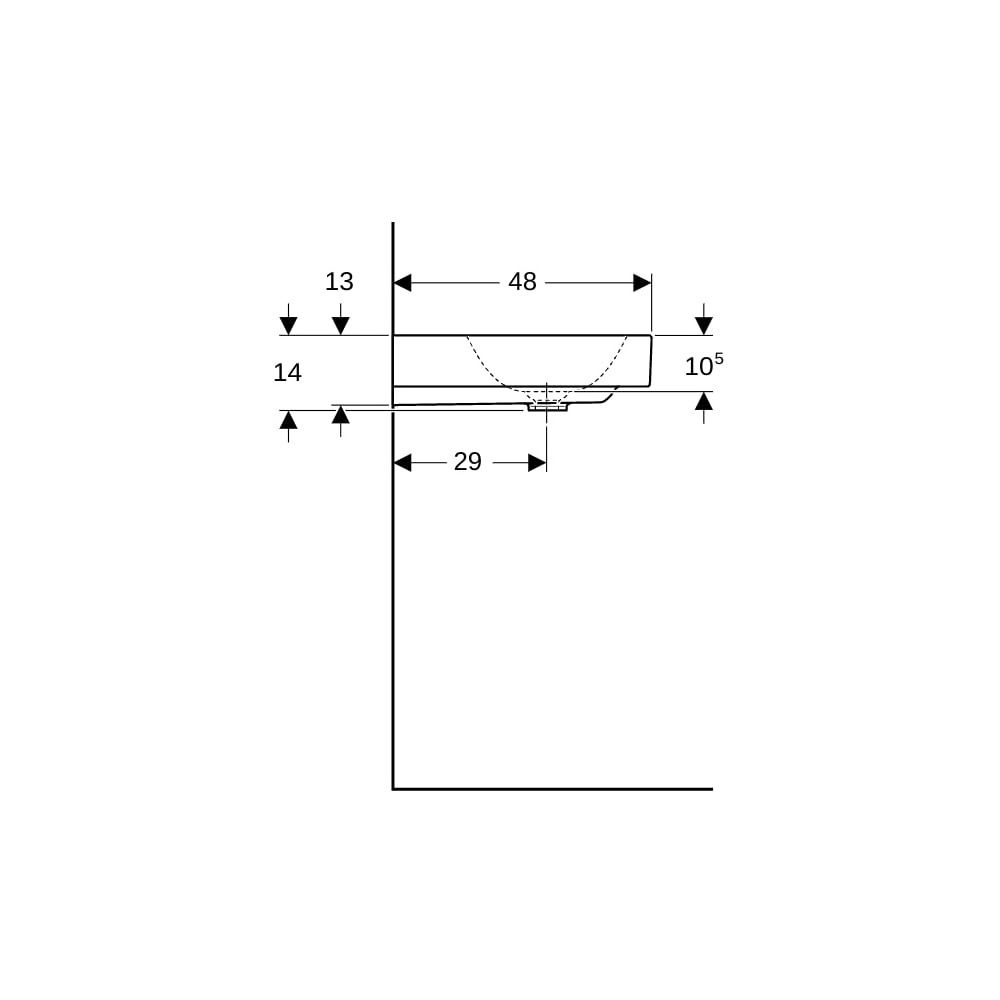 Geberit ONE Waschtisch Abgang vertikal, Breite 60cm, Tiefe 48cm, ohne Hahnloch, ohne... GEBERIT-505021011 4025410953681 (Abb. 9)