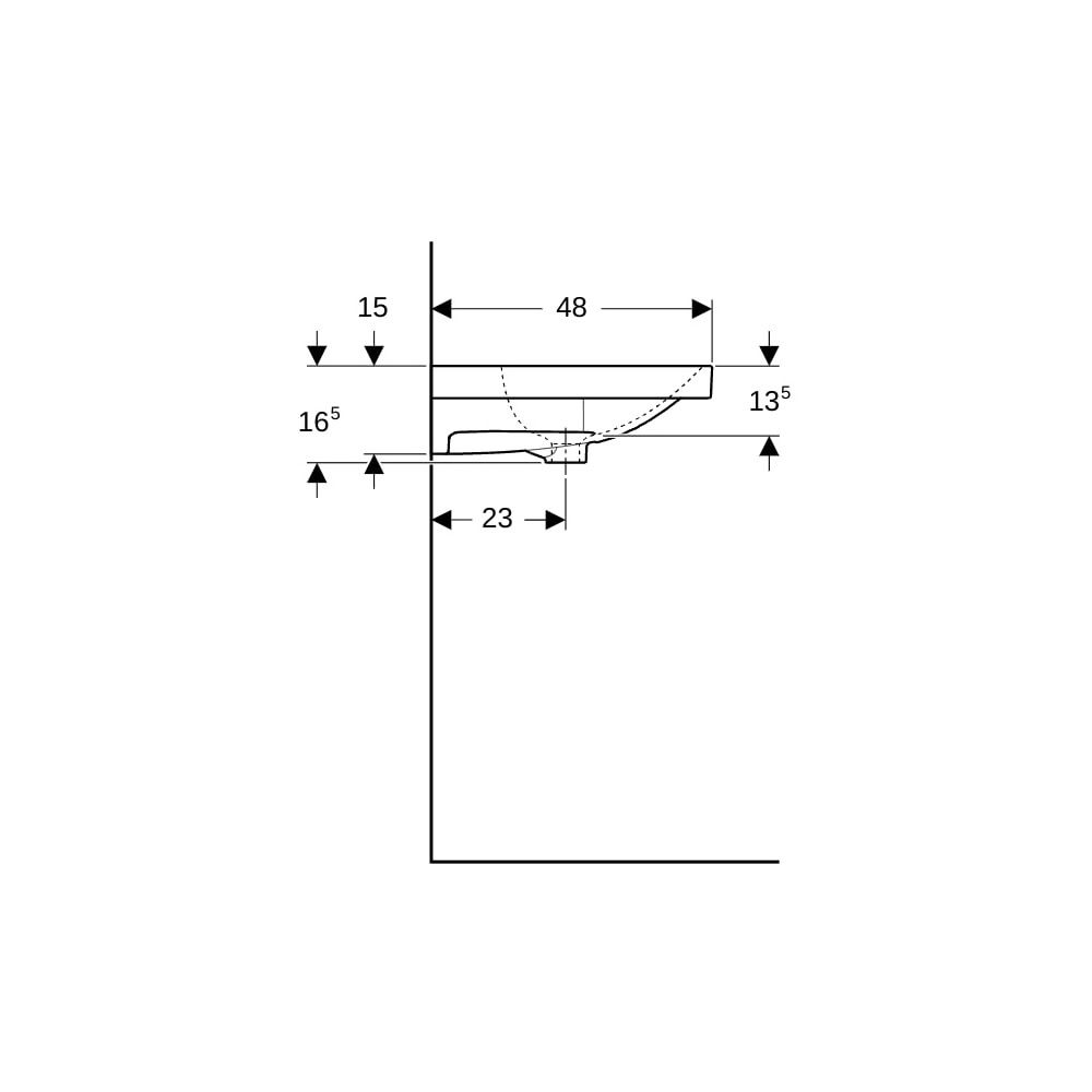 Geberit Acanto Waschtisch mit Ablagefläche, Breite 90cm, Tiefe 48,2cm, Hahnloch mitt... GEBERIT-500623012 4022009355130 (Abb. 9)