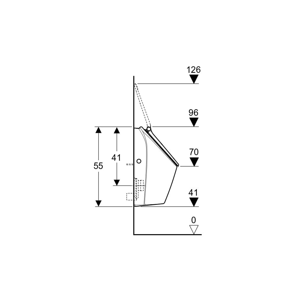 Geberit Renova S Urinal mit Deckel, Zulauf von hinten, Abgang nach hinten oder unten... GEBERIT-503110008 4064746028472 (Abb. 6)
