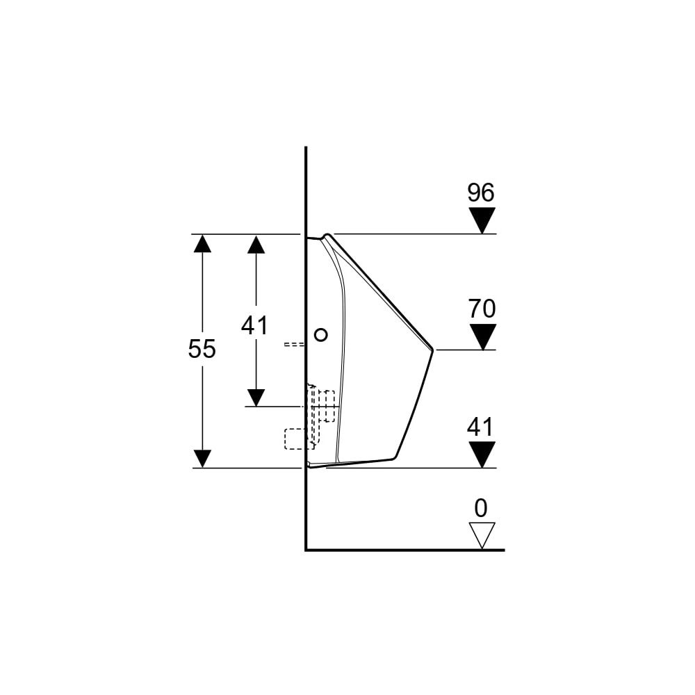 Geberit Renova S Urinal, Zulauf von hinten, Abgang nach hinten oder unten, Weiß, Ker... GEBERIT-503100008 4064746027291 (Abb. 6)
