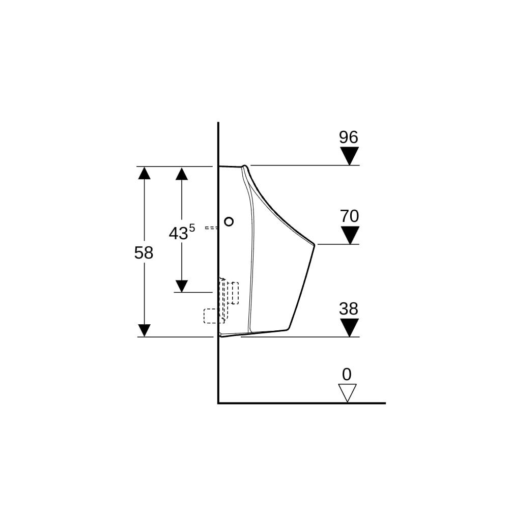Geberit Renova M Urinal, Zulauf von hinten, Abgang nach hinten oder unten, Weiß... GEBERIT-503120001 4064746028496 (Abb. 6)