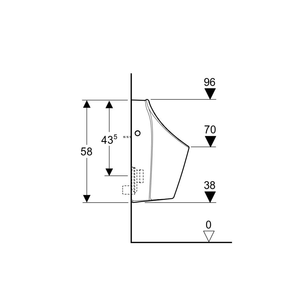 Geberit Renova M Urinal, Zulauf von hinten, Abgang nach hinten oder unten, Weiß, Ker... GEBERIT-503120008 4064746028601 (Abb. 6)