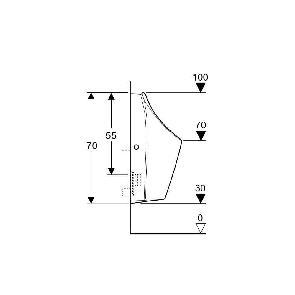 Geberit Renova L Urinal, Zulauf von hinten, Abgang nach hinten oder unten, Weiß... GEBERIT-503130001 4064746028618 (Abb. 6)