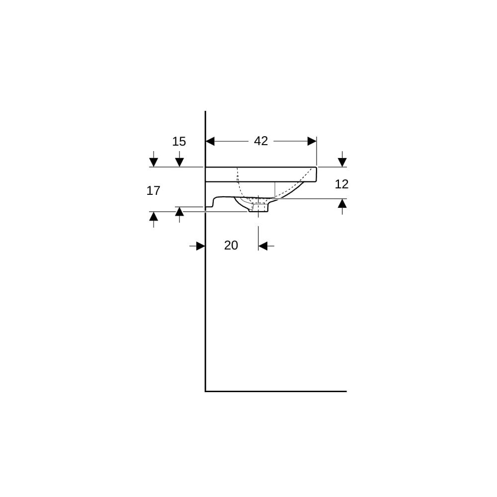 Geberit Acanto Waschtisch verk. Ausladung, Ablagefläche, B 75cm T 42,2cm Hahnloch mi... GEBERIT-500632018 4022009353112 (Abb. 9)