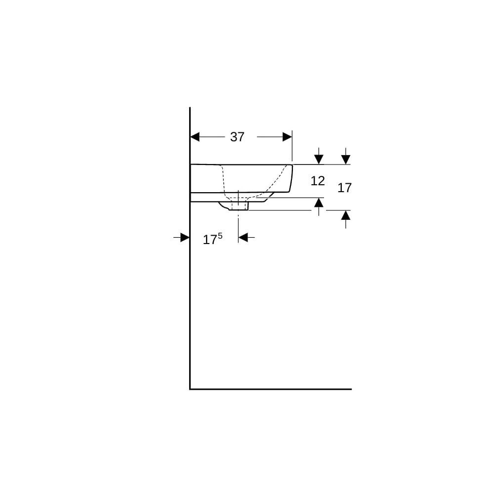Geberit Renova Compact Waschtisch, 55x37cm, Hahnloch, ohne Überlauf, Weiß... GEBERIT-502998001 4064746008214 (Abb. 6)
