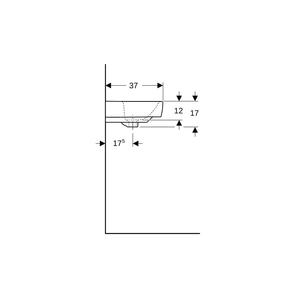 Geberit Renova Compact Waschtisch, 60x37cm, Hahnloch, ohne Überlauf, Weiß... GEBERIT-502999001 4064746008238 (Abb. 6)