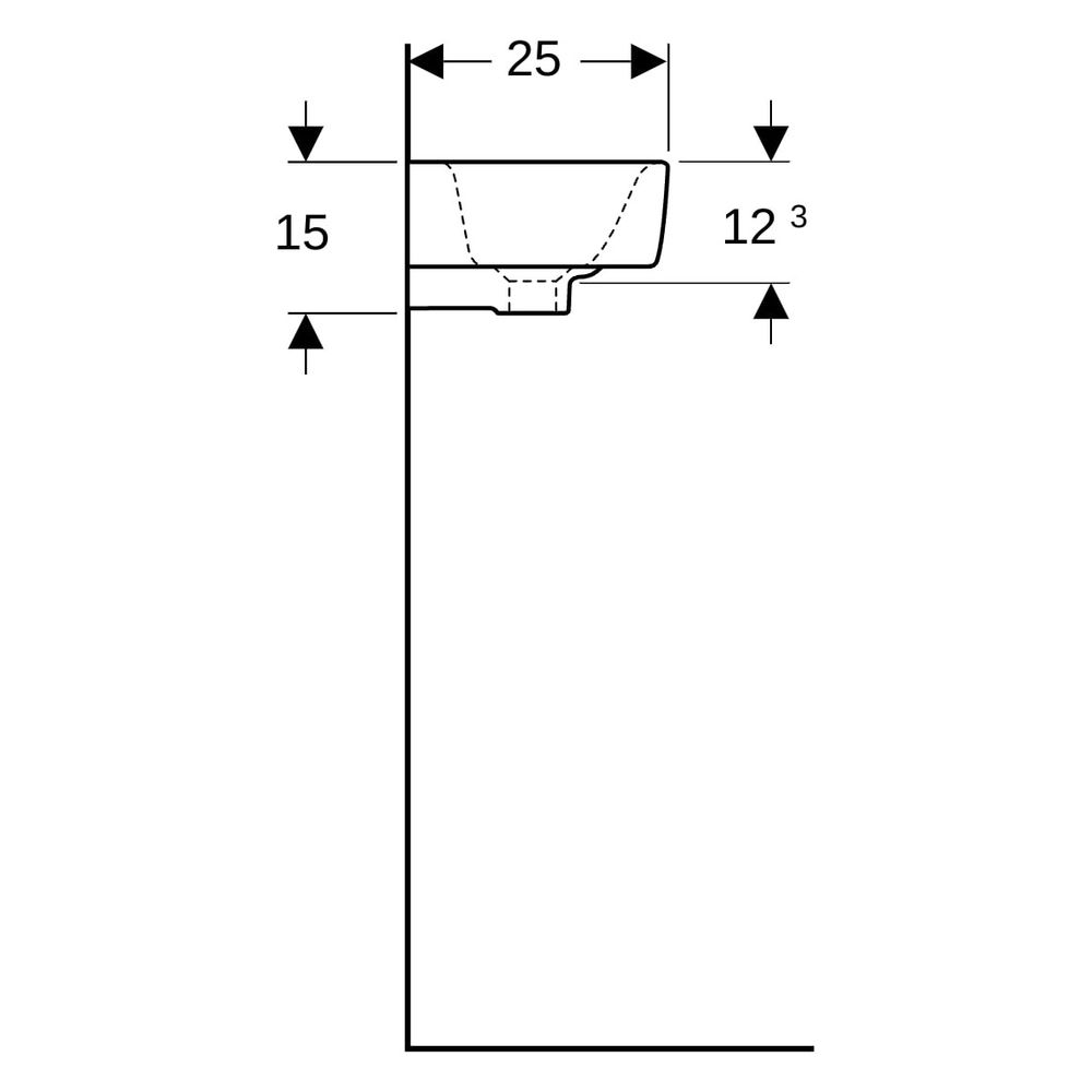 Geberit Renova Compact Handwaschbecken verkü. Ausladung, o. Ablagefläche 50x15x25cm... GEBERIT-276350000 4022009327380 (Abb. 12)