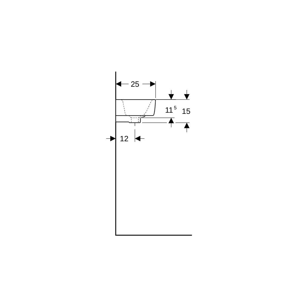 Geberit Renova Compact Handwaschbecken Ablagefläche ohne verk. Ausladung 50x15x25cm ... GEBERIT-276250000 4022009327373 (Abb. 9)