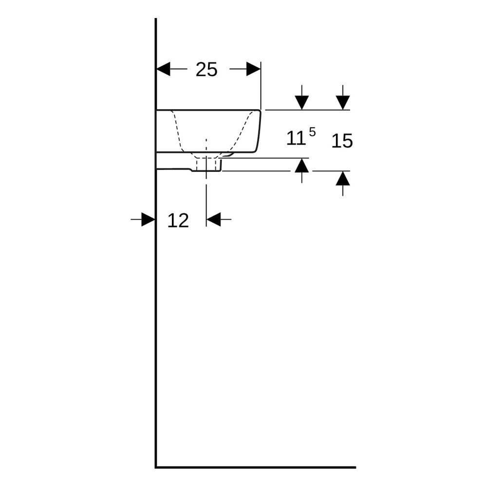 Geberit Renova Compact Handwaschbecken Ablagefläche ohne verk. Ausladung 40x15x25cm... GEBERIT-276140000 4022009327342 (Abb. 12)