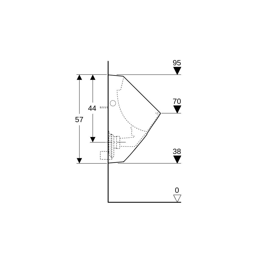 Geberit Alivio Urinal mit Ablaufsieb, Zulauf von hinten, Tiefe 34cm, Abgang nach hin... GEBERIT-238000000 4022009327175 (Abb. 9)
