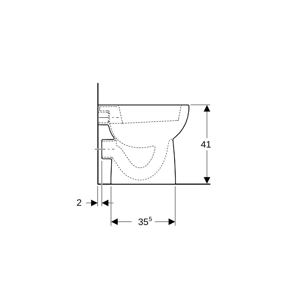 Geberit Renova Stand-WC Flachspüler, Abgang horizontal, teilgeschlossene Form, Tiefe... GEBERIT-203010000 4022009285017 (Abb. 9)