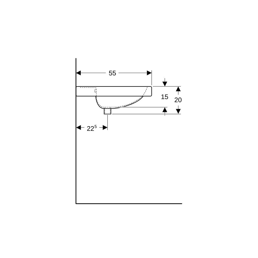 Geberit Preciosa Waschtisch mit Ablagefläche, Breite 80cm, Tiefe 55cm, ohne Hahnloch... GEBERIT-124282600 4022009232189 (Abb. 9)